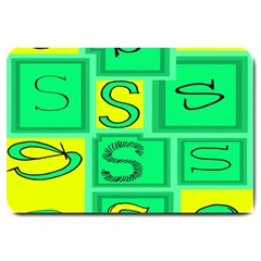 Letter Huruf S Sign Green Yellow Large Doormat  by Mariart