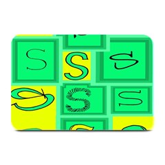 Letter Huruf S Sign Green Yellow Plate Mats