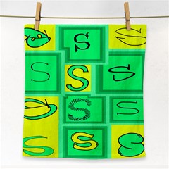 Letter Huruf S Sign Green Yellow Face Towel by Mariart