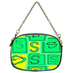 Letter Huruf S Sign Green Yellow Chain Purses (two Sides) 