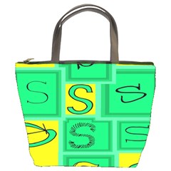 Letter Huruf S Sign Green Yellow Bucket Bags by Mariart