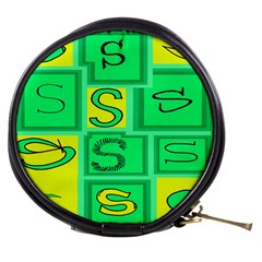 Letter Huruf S Sign Green Yellow Mini Makeup Bags