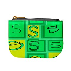 Letter Huruf S Sign Green Yellow Mini Coin Purses by Mariart