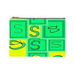 Letter Huruf S Sign Green Yellow Cosmetic Bag (large)  by Mariart