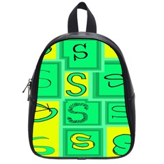 Letter Huruf S Sign Green Yellow School Bag (small) by Mariart