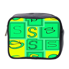 Letter Huruf S Sign Green Yellow Mini Toiletries Bag 2-side by Mariart