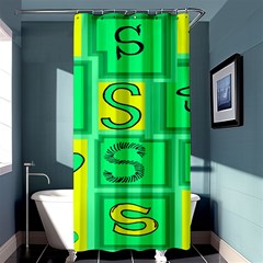 Letter Huruf S Sign Green Yellow Shower Curtain 36  X 72  (stall)  by Mariart