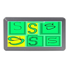 Letter Huruf S Sign Green Yellow Memory Card Reader (mini) by Mariart