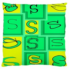 Letter Huruf S Sign Green Yellow Large Cushion Case (two Sides)