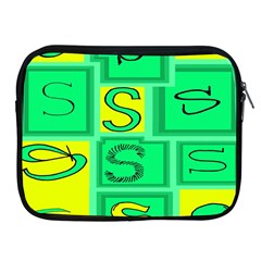 Letter Huruf S Sign Green Yellow Apple Ipad 2/3/4 Zipper Cases by Mariart