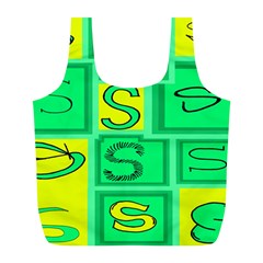 Letter Huruf S Sign Green Yellow Full Print Recycle Bags (l)  by Mariart