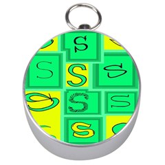 Letter Huruf S Sign Green Yellow Silver Compasses by Mariart