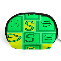 Letter Huruf S Sign Green Yellow Accessory Pouches (medium)  by Mariart