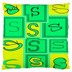 Letter Huruf S Sign Green Yellow Standard Flano Cushion Case (two Sides)