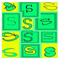 Letter Huruf S Sign Green Yellow Large Satin Scarf (square) by Mariart