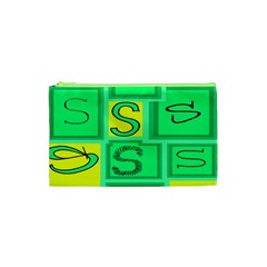 Letter Huruf S Sign Green Yellow Cosmetic Bag (xs) by Mariart