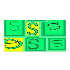 Letter Huruf S Sign Green Yellow Satin Wrap by Mariart