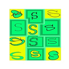 Letter Huruf S Sign Green Yellow Small Satin Scarf (square) by Mariart