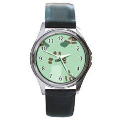 Lineless Background For Minty Wildlife Monster Round Metal Watch