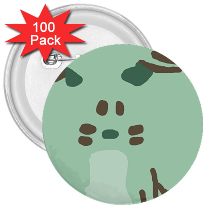 Lineless Background For Minty Wildlife Monster 3  Buttons (100 pack) 