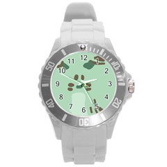 Lineless Background For Minty Wildlife Monster Round Plastic Sport Watch (l)