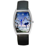 Wonderful Blue  Parrot Looking To The Ocean Barrel Style Metal Watch