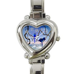 Wonderful Blue  Parrot Looking To The Ocean Heart Italian Charm Watch by FantasyWorld7