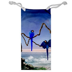 Wonderful Blue  Parrot Looking To The Ocean Jewelry Bag