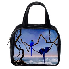 Wonderful Blue  Parrot Looking To The Ocean Classic Handbags (One Side)