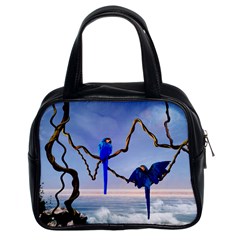 Wonderful Blue  Parrot Looking To The Ocean Classic Handbags (2 Sides)