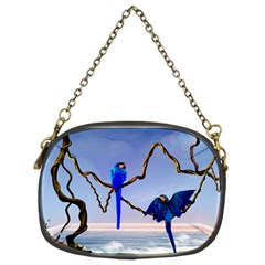 Wonderful Blue  Parrot Looking To The Ocean Chain Purses (two Sides)  by FantasyWorld7