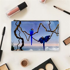 Wonderful Blue  Parrot Looking To The Ocean Cosmetic Bag (Medium) 