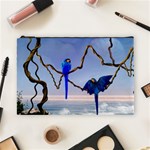 Wonderful Blue  Parrot Looking To The Ocean Cosmetic Bag (Large) 