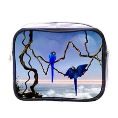 Wonderful Blue  Parrot Looking To The Ocean Mini Toiletries Bags