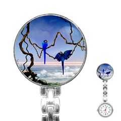 Wonderful Blue  Parrot Looking To The Ocean Stainless Steel Nurses Watch by FantasyWorld7