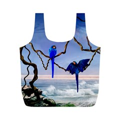 Wonderful Blue  Parrot Looking To The Ocean Full Print Recycle Bags (M) 