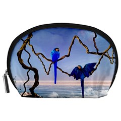 Wonderful Blue  Parrot Looking To The Ocean Accessory Pouches (large)  by FantasyWorld7