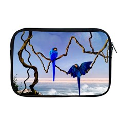 Wonderful Blue  Parrot Looking To The Ocean Apple Macbook Pro 17  Zipper Case by FantasyWorld7