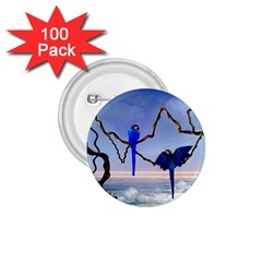 Wonderful Blue  Parrot Looking To The Ocean 1 75  Buttons (100 Pack)  by FantasyWorld7