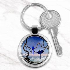 Wonderful Blue  Parrot Looking To The Ocean Key Chains (round)  by FantasyWorld7