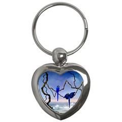 Wonderful Blue  Parrot Looking To The Ocean Key Chains (Heart) 