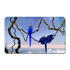 Wonderful Blue  Parrot Looking To The Ocean Magnet (rectangular) by FantasyWorld7