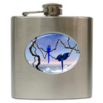 Wonderful Blue  Parrot Looking To The Ocean Hip Flask (6 oz) Front