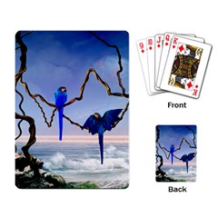 Wonderful Blue  Parrot Looking To The Ocean Playing Card by FantasyWorld7