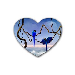 Wonderful Blue  Parrot Looking To The Ocean Heart Coaster (4 pack) 