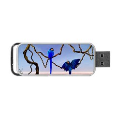 Wonderful Blue  Parrot Looking To The Ocean Portable Usb Flash (two Sides) by FantasyWorld7