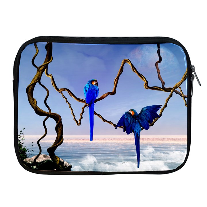 Wonderful Blue  Parrot Looking To The Ocean Apple iPad 2/3/4 Zipper Cases