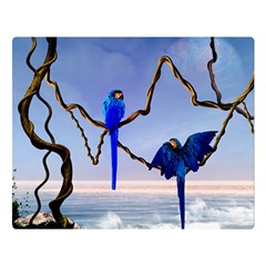 Wonderful Blue  Parrot Looking To The Ocean Double Sided Flano Blanket (large)  by FantasyWorld7