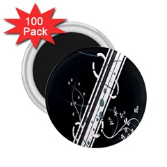 Line Light Leaf Flower Floral Black White Beauty Polka 2 25  Magnets (100 Pack) 