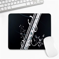 Line Light Leaf Flower Floral Black White Beauty Polka Large Mousepads by Mariart